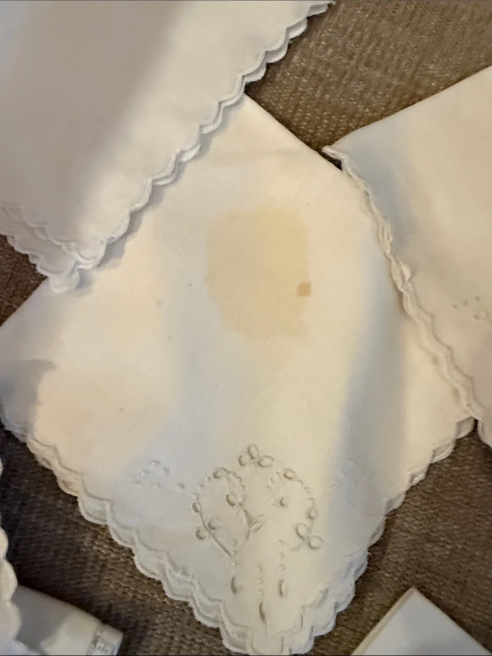 White Embroidered Cotton vintage napkins
